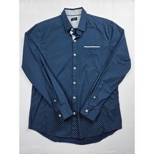 7 DIAMONDS Mens Geometric Print Long Sleeve Button Up Shirt M